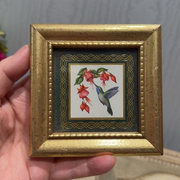 Vintage 1996 Heartfelt Collection Hummingbirds Blue Throat Framed Miniature - Picture 2 of 7